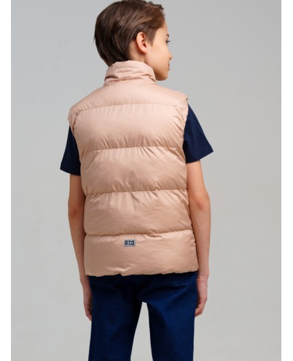 Жилет текстильный с полиуретановым покрытием для мальчиков светло-бежевый,тёмно-синий