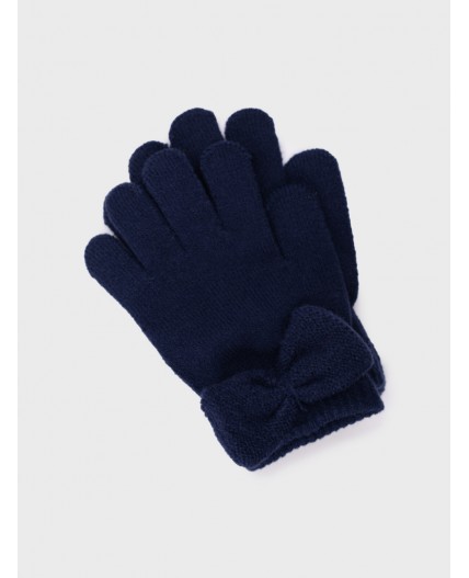 Перчатки трикотажные для девочек тёмно-синий