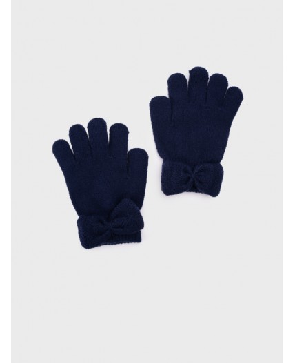 Перчатки трикотажные для девочек тёмно-синий