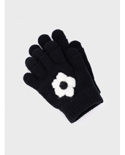 Перчатки детские трикотажные для девочек черный