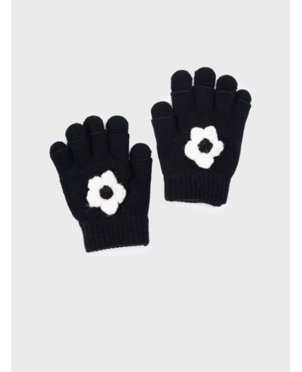 Перчатки детские трикотажные для девочек черный