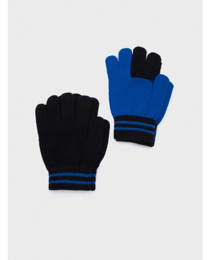 Перчатки трикотажные для мальчиков, 2 пары в комплекте черный,синий