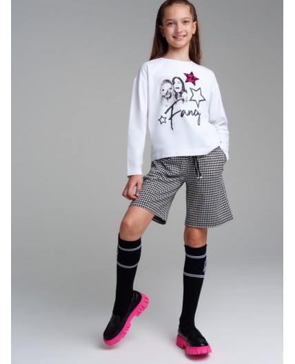 Шорты трикотажные для девочек черный,белый