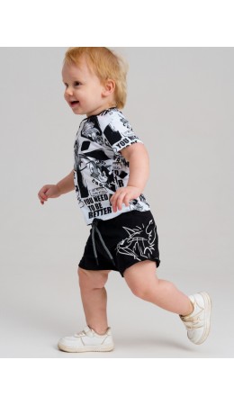 Шорты детские трикотажные для мальчиков, 2 шт в комплекте черный,белый