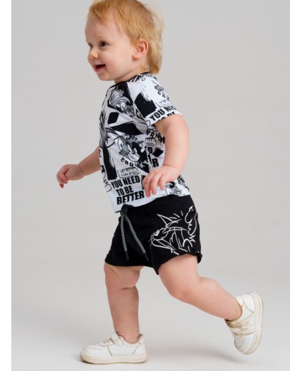 Шорты детские трикотажные для мальчиков, 2 шт в комплекте черный,белый