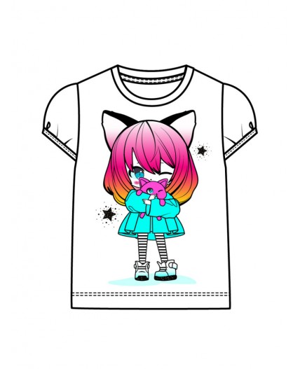 Фуфайка трикотажная для девочек (футболка) белый