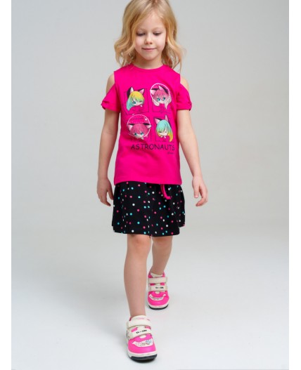 Фуфайка трикотажная для девочек (футболка) ярко-розовый