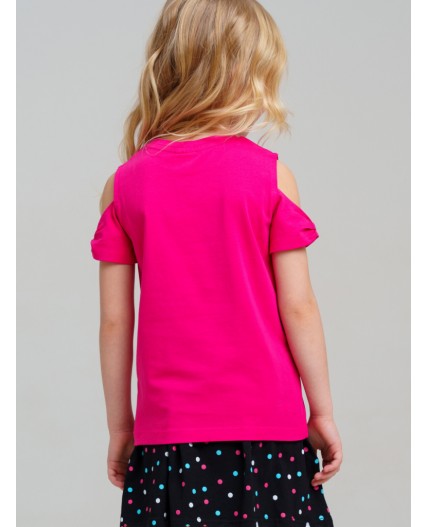 Фуфайка трикотажная для девочек (футболка) ярко-розовый