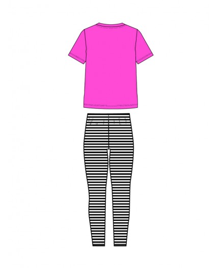 Комплект трикотажный для девочек: фуфайка (футболка), брюки (легинсы) фуксия,черный,белый