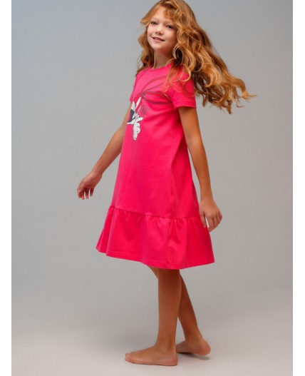 Сорочка ночная трикотажная для девочек красный