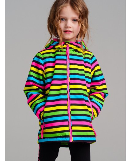 Куртка текстильная с полиуретановым покрытием для девочек (ветровка) разноцветный