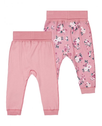 Брюки детские трикотажные для девочек, 2 пары в комплекте розовый