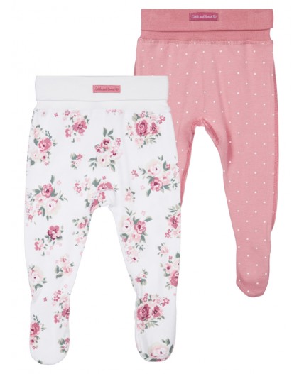 Ползунки детские трикотажные для девочек, 2 шт в комплекте белый,розовый
