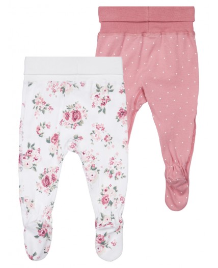 Ползунки детские трикотажные для девочек, 2 шт в комплекте белый,розовый