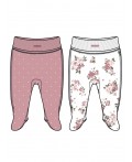 Ползунки детские трикотажные для девочек, 2 шт в комплекте белый,розовый