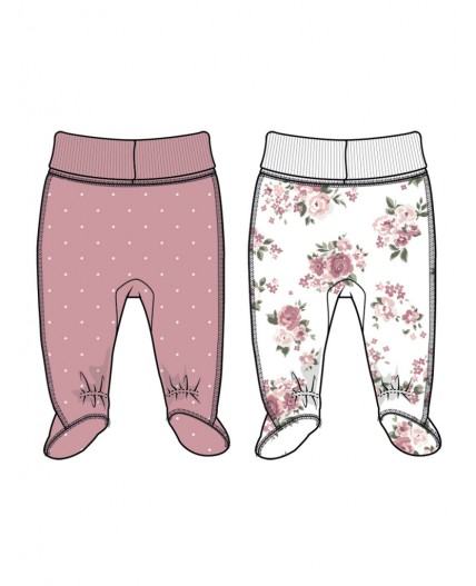 Ползунки детские трикотажные для девочек, 2 шт в комплекте белый,розовый