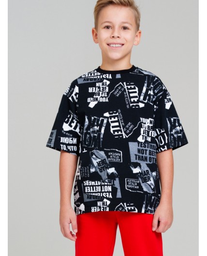 Фуфайка трикотажная для мальчиков (футболка) черный