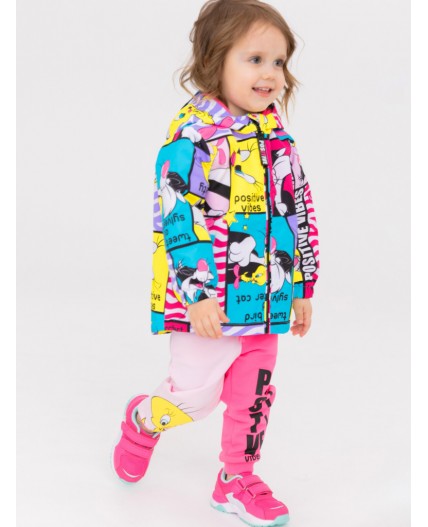 Куртка детская текстильная с полиуретановым покрытием для девочек (ветровка) разноцветный