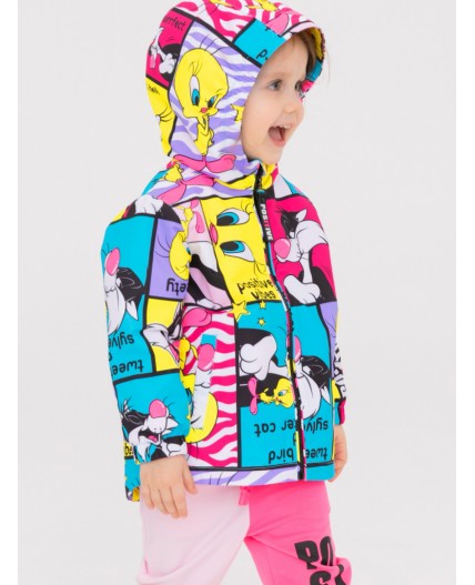 Куртка детская текстильная с полиуретановым покрытием для девочек (ветровка) разноцветный