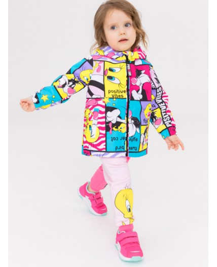 Куртка детская текстильная с полиуретановым покрытием для девочек (ветровка) разноцветный