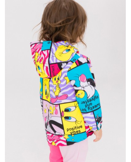 Куртка детская текстильная с полиуретановым покрытием для девочек (ветровка) разноцветный