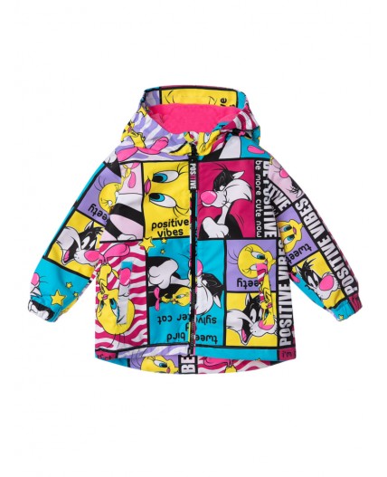 Куртка детская текстильная с полиуретановым покрытием для девочек (ветровка) разноцветный