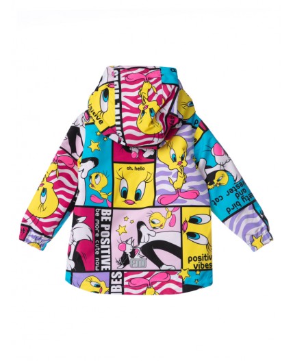 Куртка детская текстильная с полиуретановым покрытием для девочек (ветровка) разноцветный