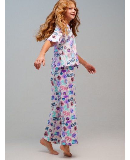 Пижама трикотажная для девочек разноцветный