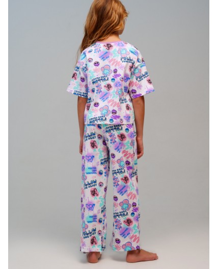 Пижама трикотажная для девочек разноцветный