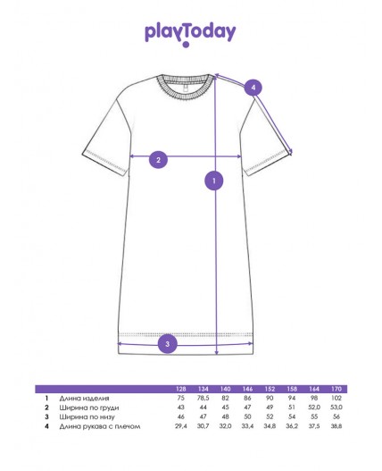 Сорочка ночная трикотажная для девочек разноцветный