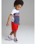 Футболка, шорты для мальчика белый,тёмно-синий,красный