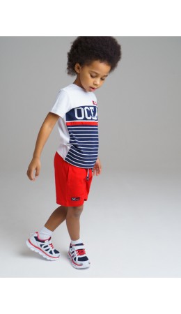 Футболка, шорты для мальчика белый,тёмно-синий,красный