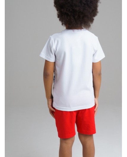 Футболка, шорты для мальчика белый,тёмно-синий,красный
