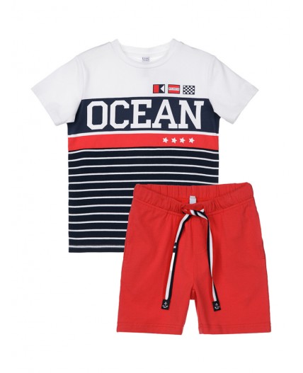 Футболка, шорты для мальчика белый,тёмно-синий,красный