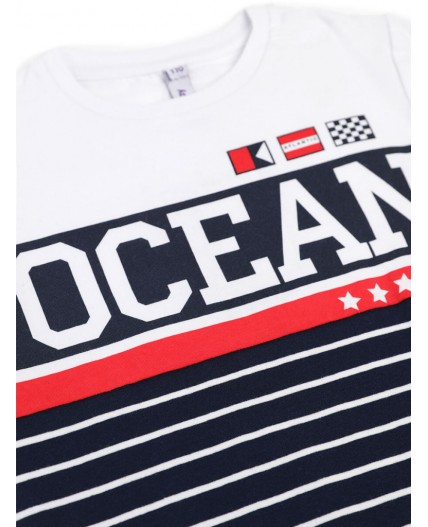 Футболка, шорты для мальчика белый,тёмно-синий,красный