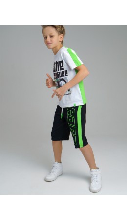Комплект: футболка, шорты для мальчика белый,зеленый,черный