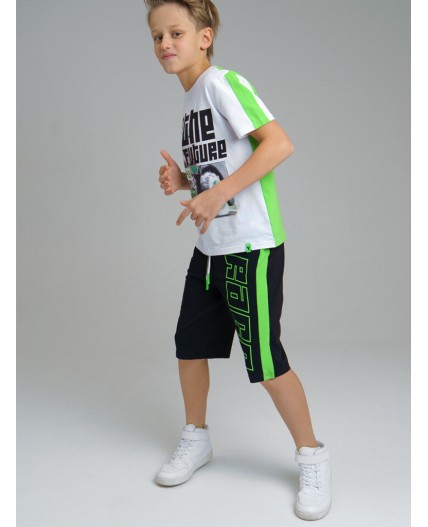 Комплект: футболка, шорты для мальчика белый,зеленый,черный