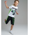 Комплект: футболка, шорты для мальчика белый,зеленый,черный