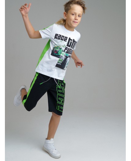 Комплект: футболка, шорты для мальчика белый,зеленый,черный