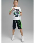 Комплект: футболка, шорты для мальчика белый,зеленый,черный