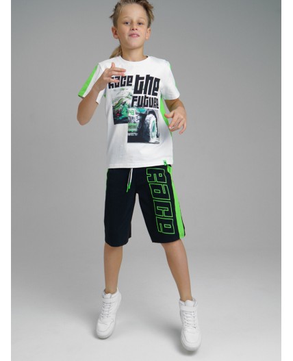 Комплект: футболка, шорты для мальчика белый,зеленый,черный