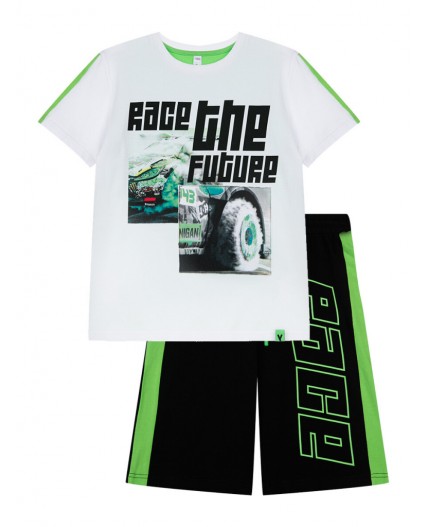 Комплект: футболка, шорты для мальчика белый,зеленый,черный