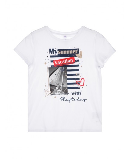 Футболка для девочки белый,разноцветный
