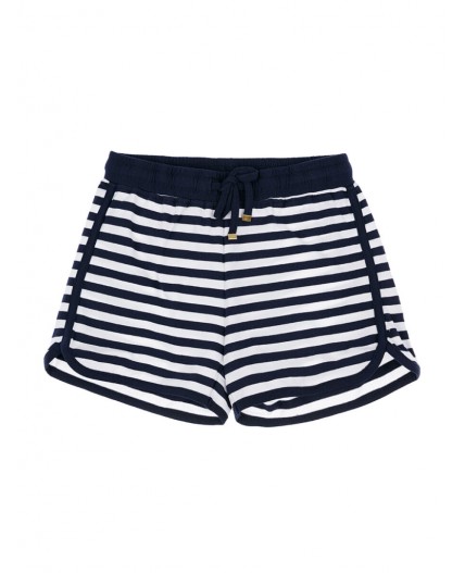 Шорты трикотажные для девочки тёмно-синий,белый