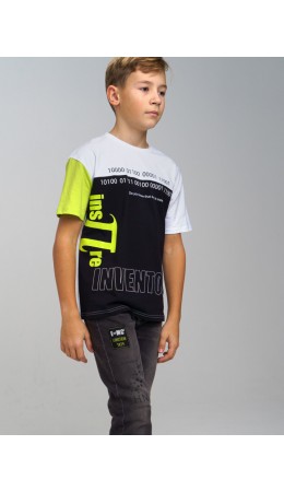 Футболка для мальчика белый,черный,светло-зеленый