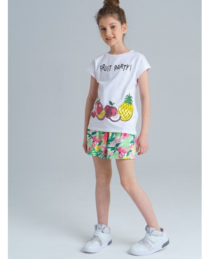 Футболка для девочки белый,разноцветный