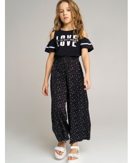 Брюки текстильные для девочки черный