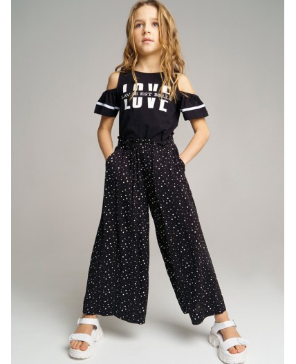 Брюки текстильные для девочки черный