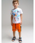 Шорты трикотажные для мальчика, 2 шт. в комплекте оранжевый,тёмно-синий,белый