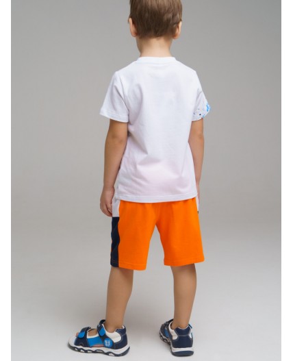 Шорты трикотажные для мальчика, 2 шт. в комплекте оранжевый,тёмно-синий,белый